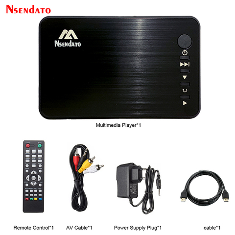 Mini medios Full HD reproductor multimedia Reproducción automática 1080 disco duro externo USB reproductor de medios HD Cable VGA AV SD de disco U MKV RMVB ► Foto 1/6