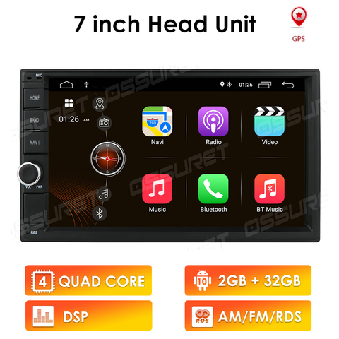 Versión alta RAM 2GB + ROM 16GB Android 10 7 pulgadas 2Din coche Universal Radio GPS Multimedia unidad jugador para VW Nissan Kia ► Foto 1/6