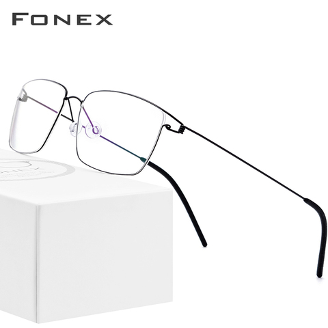 FONEX-gafas Montura de gafas de aleación de titanio graduadas para hombre y mujer, lentes ópticas para miopía, coreanas, Morten, sin tornillos, 98624 ► Foto 1/6