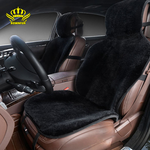 Conjunto de fundas de asiento de coche de piel sintética negra accesorios de interior de coche lindo cojín de invierno nuevo cojín de felpa para coche fundas de asiento para coche ► Foto 1/6