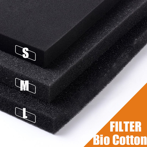Práctico filtro de algodón bioquímico S/M/L/XL, filtro de esponja de espuma de estanque para acuario, tamaño múltiple, color negro ► Foto 1/6