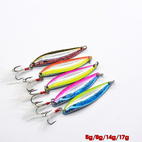 Señuelo láser de colores del arco iris VIB, 5g, 8g, 17g, plantilla de Metal, Jigging lento/arrastre, cuchara de Metal con gancho de pluma, señuelo de Metal para pesca ► Foto 1/6