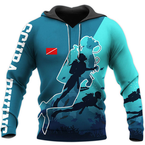 Sudadera con capucha artística para buceo, Otoño/Invierno, impresión 3D de buceo, Sudadera con capucha con cremallera, Jersey informal de calle Unisex ► Foto 1/3