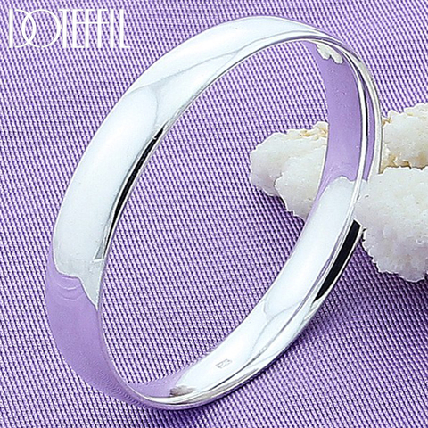 DOTEFFIL-pulsera Lisa de Plata de Ley 925 para hombre y mujer, brazaletes para boda, joyería para fiesta de compromiso, 10mm ► Foto 1/4