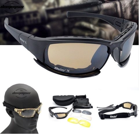 Ejército gafas de sol hombres militar gafas de sol hombre 4 lente Kit para hombres es juego de guerra táctico gafas al aire libre ► Foto 1/6