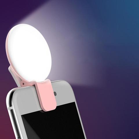 Mini Q Selfie anillo de Luz Portátil Flash LED USB Clip teléfono móvil lámpara de relleno ► Foto 1/6