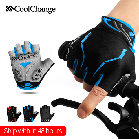 CoolChange-Guantes de ciclismo de medio dedo para hombre y mujer, Protector de manos para verano, resistente a impactos, con gel, para ciclismo de montaña ► Foto 1/6