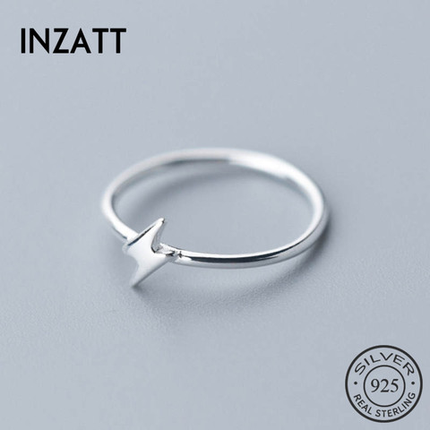 INZATT-Anillo de relámpago minimalista para mujer, Plata de Ley 925 auténtica, accesorios de joyería delicada para fiesta, regalo de cumpleaños ► Foto 1/6