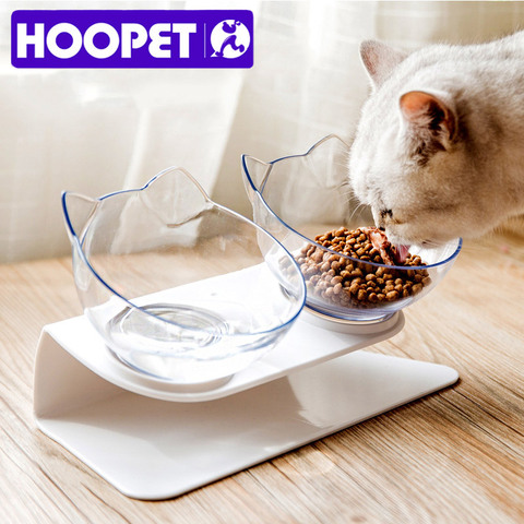 HOOPET-cuenco doble antideslizante para mascotas, cuenco con soporte elevado, alimentador de agua y comida para gatos, suministros para mascotas ► Foto 1/6