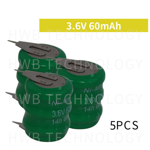 Ni-cd-Lote de 5 pilas de níquel y cadmio de 3,6 V y 60mAh, batería de respaldo de datos, célula de memoria PLC industrial ► Foto 1/4