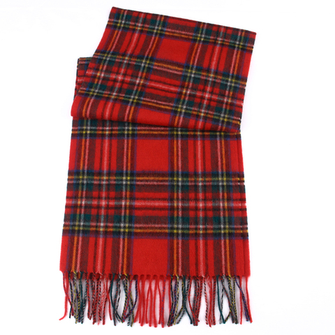 Bufandas de cuadros escoceses para hombre, de lana de 100%, color rojo oscuro, cálido, para invierno, cómodas, 2022 ► Foto 1/5