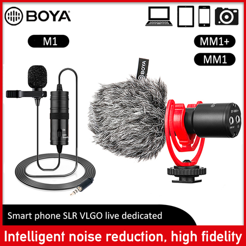 BOYA BY-M1MM1MM1 + Micrófono para grabar vídeo, solapa de condensador con cuello de Audio para cámara, Youtube, iPhone, Android y teléfono inteligente ► Foto 1/6