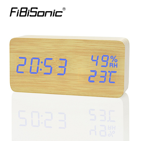 FiBiSonic Modern LED Alarm Clock,Despertador Temperature Humidity Electronic Desktop Digital Table Clocks ► Foto 1/6