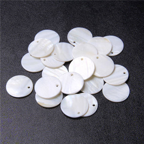 Cuentas de perlas naturales de 10mm/25mm para fabricación de joyas hechas a mano, abalorios, colgantes, moneda redonda plana, color blanco ► Foto 1/6