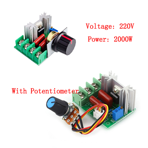 Regulador de voltaje AC 220V 2000W SCR atenuadores LED de atenuación 2000W controlador de velocidad del Motor módulo regulador con potenciómetro ► Foto 1/3