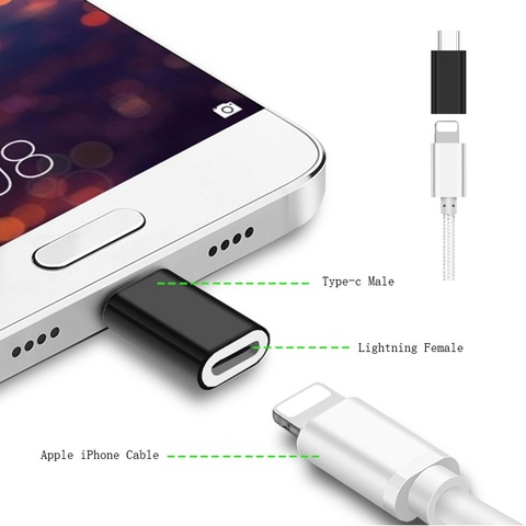 Adaptador convertidor de carga de sincronización macho para iPhone, Cable para Xiaomi, Huawei, Android, Lightning hembra a Micro USB/Tipo C de 8 pines ► Foto 1/5