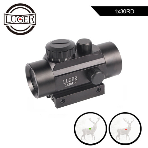 LUGER táctico 1X30 rojo Punto Verde Riflescope holográfica óptica vista caza alcance 11mm 20mm estructuras de carril para Rifle pistola de aire ► Foto 1/6