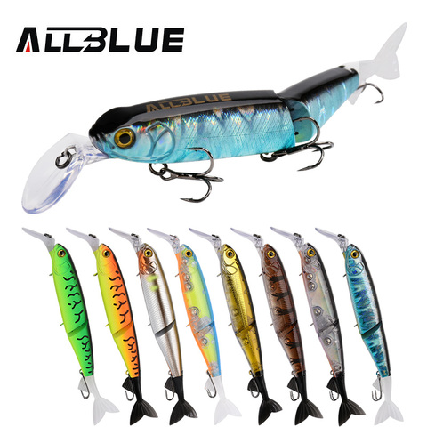 ALLBLUE-señuelo de pesca de basalto 120SP suspendido Minnow 121MM 14G 1-1,5 M, cebo Wobbler articulado con cola suave, gancho triple ► Foto 1/6