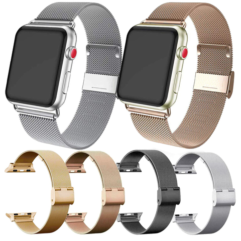 Correas de malla para Apple Watch Series 6 SE 5 4 3 2 1, Correa de acero inoxidable para Iwatch 38 42mm 40 44mm ► Foto 1/6