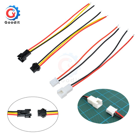 5 pares de cable macho a hembra adaptador de conector 10cm 15cm 30cm de largo JST SM 2 pines 3 pines macho espacio 3MM 2,54 MM para la luz de tira llevada ► Foto 1/6