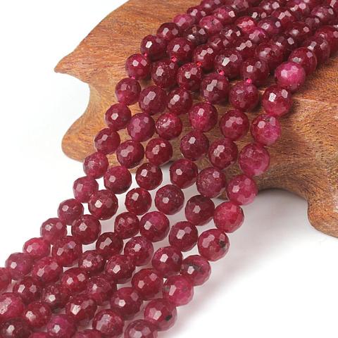 Cuentas de rubí Natural 128cut, perlas sueltas de piedras preciosas, 6, 8 y 10 mm para collar, pulsera, fabricación de joyería, regalo de vacaciones para hombre y mujer ► Foto 1/6