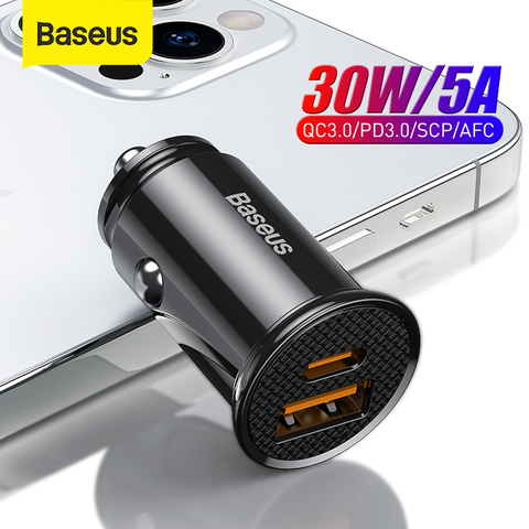 Baseus-cargador USB para coche, dispositivo de carga rápida 4,0 3,0 FCP SCP AFC USB PD para teléfono Huawei Xiaomi iPhone 11, 30W ► Foto 1/6