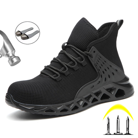 Zapatos de seguridad transpirables con punta de acero para hombre, zapatillas de trabajo a prueba de perforaciones, envío gratis, 2022 ► Foto 1/6