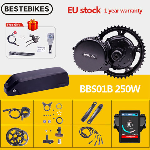 Bafang Motor BBS01B BBS01 Motor Medio 36V 250W Bicicleta eléctrica Ebike Kit de Conversión 36V21AH Batería de Litio Samsung kits de células ► Foto 1/6