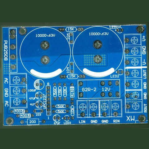 Fuente de alimentación rectificadora y de filtro con protección de bocina integrada para amplificador de potencia por etapas, tablero vacío PCB ► Foto 1/3