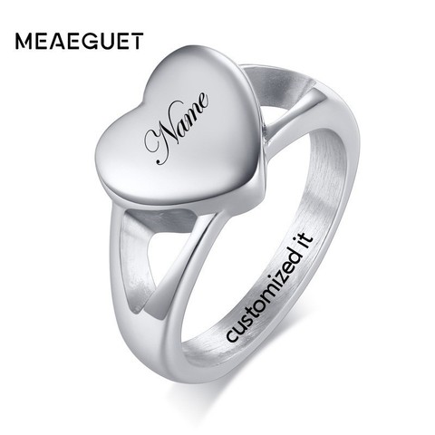 Anillo de plata de acero inoxidable para mujer, diseño de corazón, personalizado, urna de cenizas de cremación, nombre, logotipo, joyería ► Foto 1/6