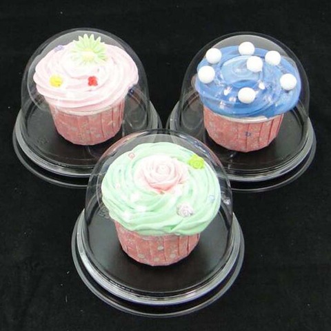 50sets/25sets claro Cupcake plástico cajas de pastel de boda cúpulas bebé ducha regalo cajas de envase de cocción suministros ► Foto 1/6