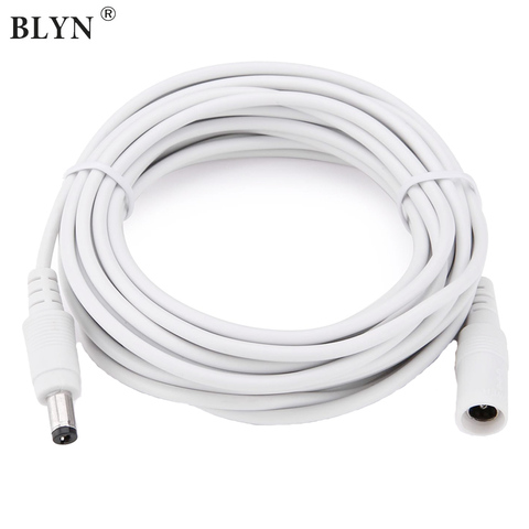 Cable de extensión blanco de 12V CC, 1M, 5M, 10M, 20M, Conector de Cable de 5,5mm x 2,1mm, enchufe para Cable de alimentación de la cámara CCTV, adaptador de tira LED de 12V ► Foto 1/6