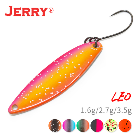 Jerry Leo-cuchara de Metal de latón, Micro estrecha, 1,6g, 2,7g, 3,5g, colores brillantes UV, perca, trucha, zona de pesca con un solo anzuelo, señuelo ► Foto 1/5