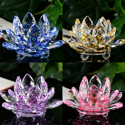 60mm de artesanía de cristal con diseño de flor de loto pisapapeles de cristal Fengshui adornos figuras casa decoración del banquete de boda, regalos de recuerdo ► Foto 1/6