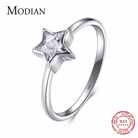 Modian 2022 nuevo joyería de circonia cúbica auténtica Plata de Ley 925 anillo de moda Simple anillos para las mujeres regalo elegante ► Foto 1/6