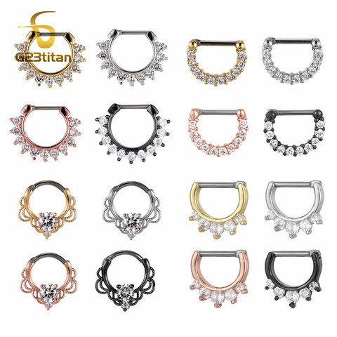 G23 anillos de nariz bonitos 16G aros de Nariz de titanio Septum Clicker trago del oído Helix Conch Rook cartílago pendiente cuerpo Piercing joyería pendiente de cartilago joyas pendientes nariz poercing ► Foto 1/6