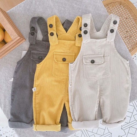 Halilo-Mono de bebé niño de pana, mono de Color sólido para niña de pana, mono holgado informal para niño, Pantalones ► Foto 1/6