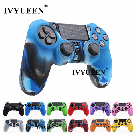 IVYUEEN para Sony PlayStation 4 PS4 DS4 Pro Slim controlador 1 piezas de silicona suave protección de la piel de la cubierta de la caja + 2 joysticks puños ► Foto 1/6