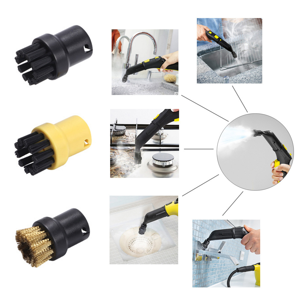 Juego de 3 unidades de cepillos de limpieza a vapor para Karcher SC1 SC2 SC3 SC4 SC5 SC6, utensilios cepillo de limpieza negro para el hogar ► Foto 1/6