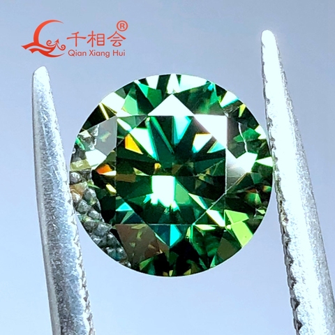 Piedra suelta de moissanita de corte brillante redondo, color verde con luz amarilla, 6,5mm, 8mm, 9mm, el más barato ► Foto 1/6