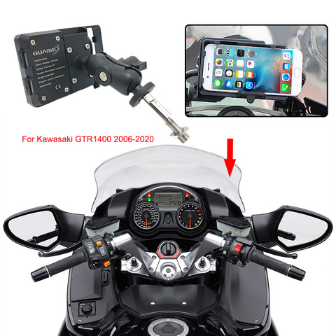 Soporte de teléfono móvil para Kawasaki GTR1400 GTR, Cargador USB para motocicleta, 1400 a 2006 pulgadas, soporte de navegación GPS ► Foto 1/6