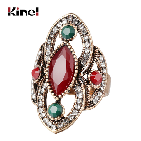 Kinel-anillos de oro antiguo para mujer, 3 colores de cristal, joyería Vintage, envío directo ► Foto 1/6
