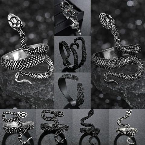 Anillos De Serpiente de estilo gótico Retro para mujer, joyería de moda estudiantil, anillo en forma de serpiente de viento Punk para club nocturno ► Foto 1/6