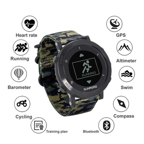 Sunroad-reloj inteligente con GPS para hombre, pulsera digital con control del ritmo cardíaco, altímetro, para correr y Triatlón ► Foto 1/6