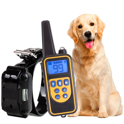 Collar de entrenamiento eléctrico para perros remoto impermeable recargable con pantalla LCD para todos los tamaños golpes vibración sonido 800m ► Foto 1/6