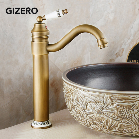 Grifo antiguo baño mezclador Monomando de lavabo 360 rotación pico montado cubierta antiguo lavabo mezclador de agua caliente y fría ZR121 ► Foto 1/6