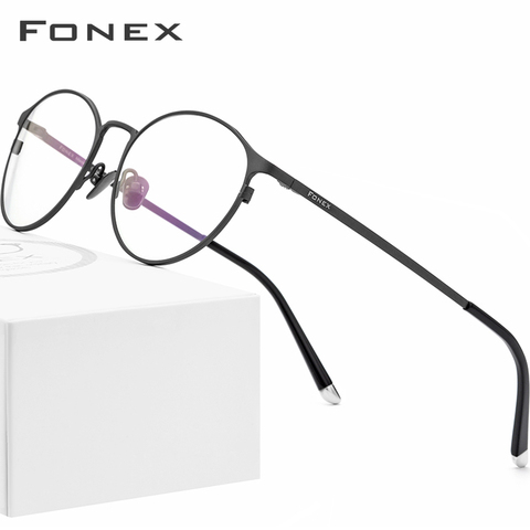 Montura de gafas de titanio puro FONEX para mujer, gafas ópticas redondas Retro de moda, gafas coreanas de prescripción para hombres 8501 ► Foto 1/6