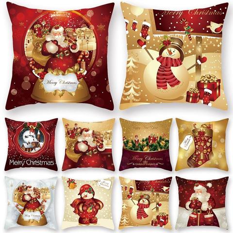 Funda de cojín de Navidad adornos navideños para el hogar, 45x45, almohadas, decoración del hogar, funda de almohada de Navidad ► Foto 1/6