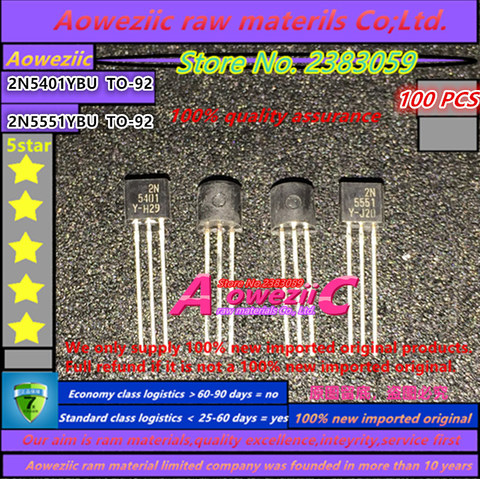 Aoweziic 2022 + 100% nuevo importado original 2N5401YBU 2N5401 2N5551YBU 2N5551 a 92 bajo triodo de potencia Transistor ► Foto 1/1