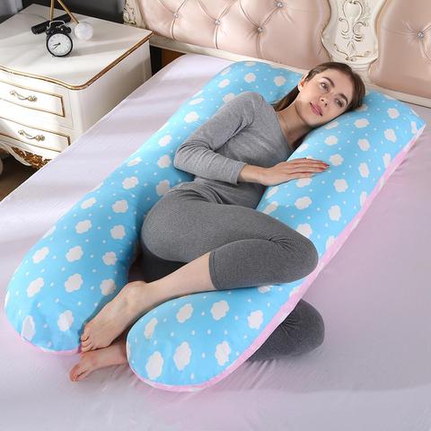 SElune-Cojín para mujeres embarazadas, almohada en forma de U para cuerpo entero, accesorio de maternidad con diseño alargado y cómodo para facilitar el descanso y dormir de lado ► Foto 1/6